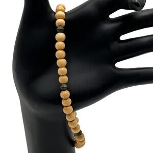 Handmade Surfer Boho Skater Simple Blond Wood Bead Bracelet